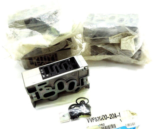 LOT OF 6 NEW SMC VVFS2000-20A-1 PNEUMATIC VALVE MANIFOLDS W/ HARDWARE VVFS200020