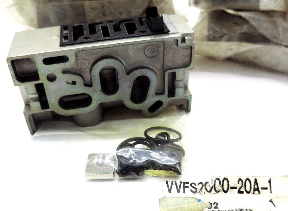LOT OF 6 NEW SMC VVFS2000-20A-1 PNEUMATIC VALVE MANIFOLDS W/ HARDWARE VVFS200020