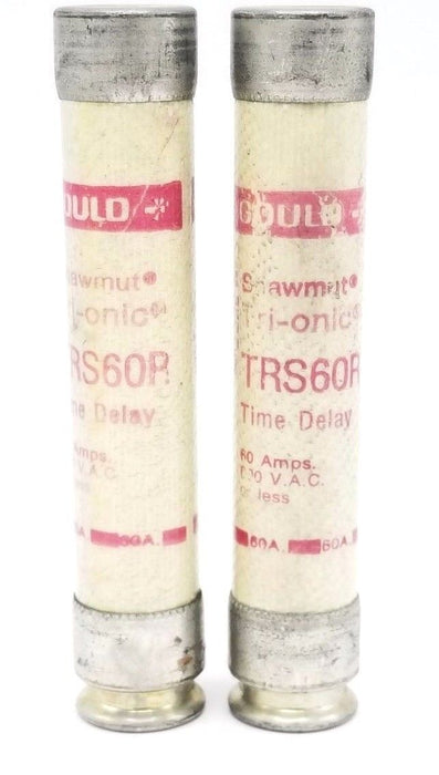 LOT OF 2 GOULD SHAWMUT TRS60R TRI-ONIC TIME FUSES 60A, 600VAC