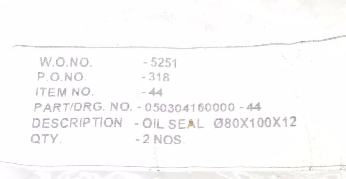 LOT OF 2 GERA 050304160000-44 OIL SEALS 080X100X12