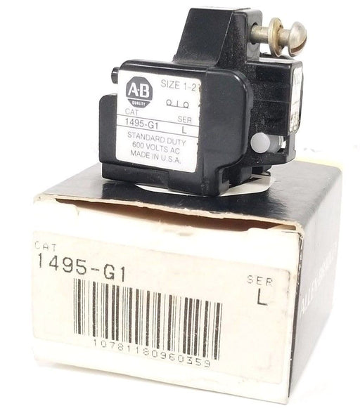 ALLEN BRADLEY 1495-G1 AUXILIARY CONTACT SIZE 1-2, 600V, 1495G1, SER. L (IN BOX)