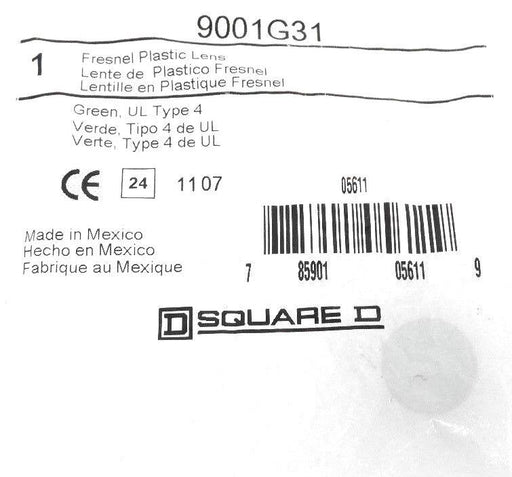 NEW SQUARE D 9001G31 FRESNEL PLASTIC LENS GREEN 9001-G31