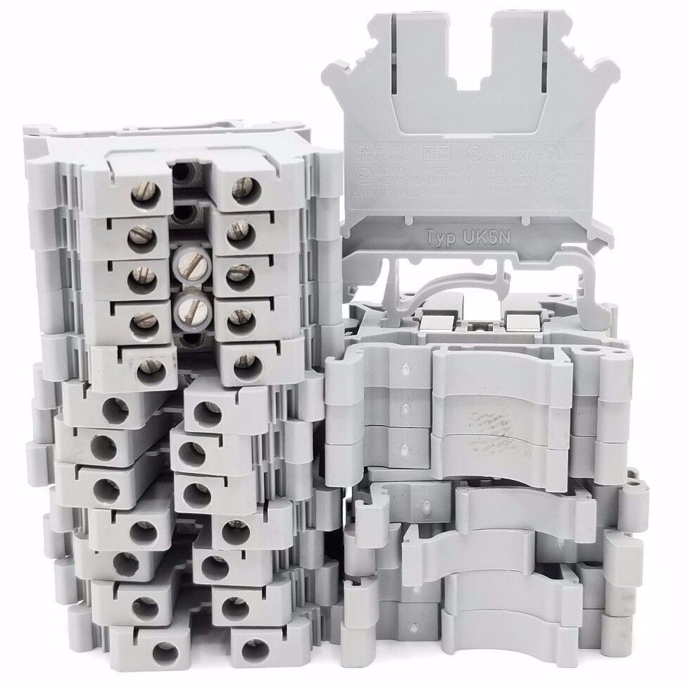 LOT OF 20 PHOENIX CONTACT UK5N TERMINAL BLOCKS 40AMP, 600V, UK-5-N