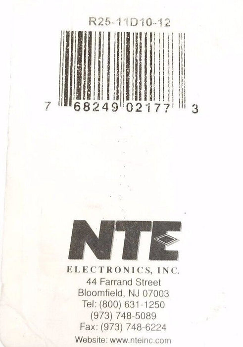 NEW NTE R25-11D10-12 RELAY DPDT 10A-12VDC, R2511D1012