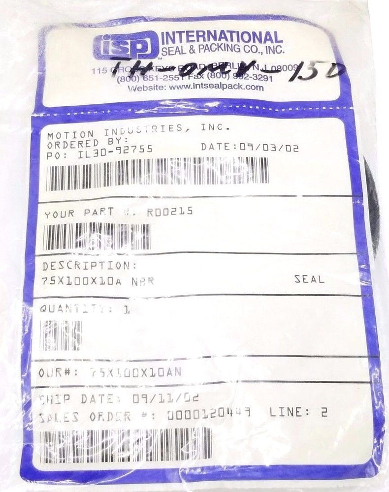 NEW ISP INTERNATIONAL 75X100X10 OIL SEAL 75X100X10A NBR