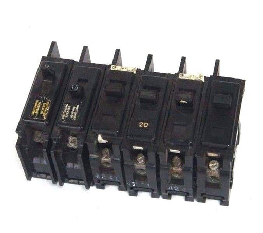 LOT OF 6 ITE EQ-B CIRCUIT BREAKERS 15A, 20A, EQB