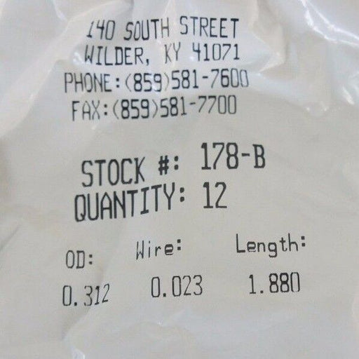 LOT OF 5 NEW JONES SPRING CO. 178-B SPRINGS 0.312 OD 1.880 LENGTH 5 BAGS OF 12