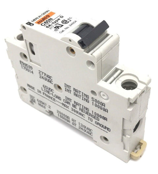 MERLIN GERLIN 24504 CIRCUIT BREAKER C60N, 6A, TYPE D, 277 VAC