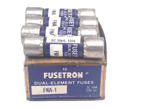 BOX OF 4 NEW COOPER BUSSMANN FUSETRON FNA-1 DUAL-ELEMENT FUSES FNA1