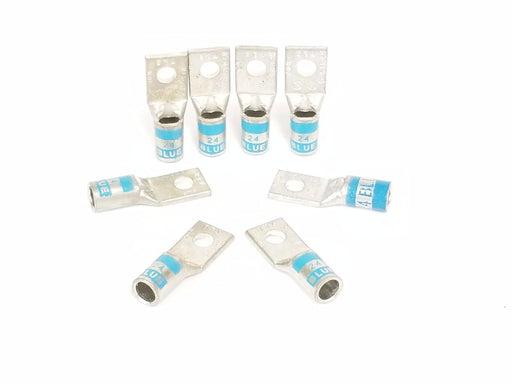 LOT OF 8 NEW GENERIC #6 WIRE COMPRESSION LUGS #10 BOLT 24 BLUE