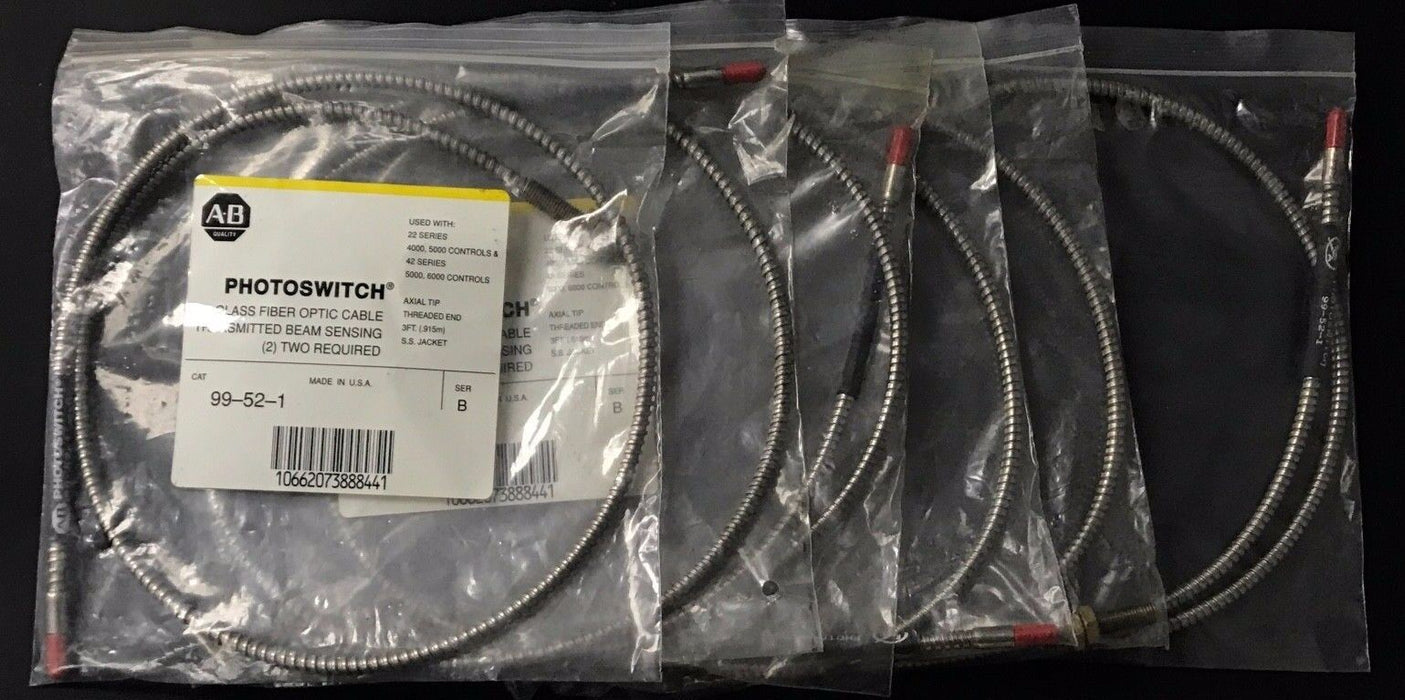 LOT 6 NEW ALLEN BRADLEY 99-52-1 GLASS FIBER OPTIC CABLES SER. B, AXIAL TIP 3FT