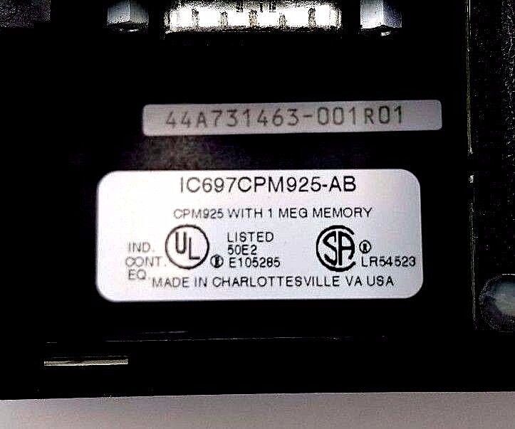 GE FANUC IC697CPM925-AB CPU MODULE CPM925 WITH 1 MEG MEMORY IC697CPM925