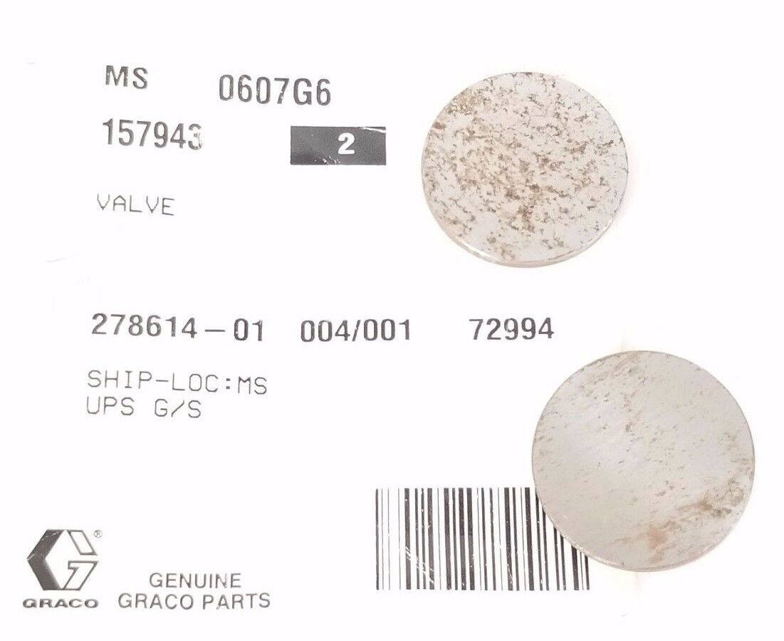 LOT OF 2 NEW GRACO 157943 VALVES