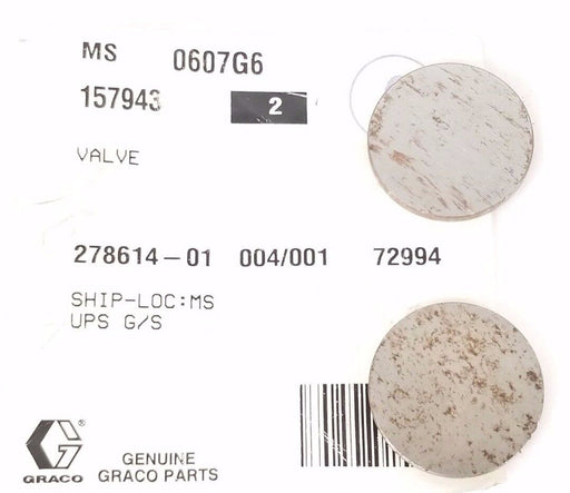 LOT OF 2 NEW GRACO 157943 VALVES