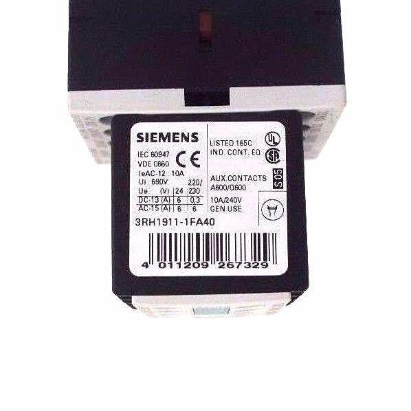 SIEMENS 3RH1140-1BB40 CONTACTOR W/ 3RH1911-1FA40 AND W/ 3RT1916-1EH00