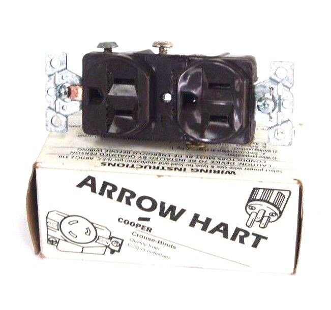NIB ARROW HART AH5242 DUPLEX RECEPTACLE 2P, 3W, 15A, 125V, BROWN