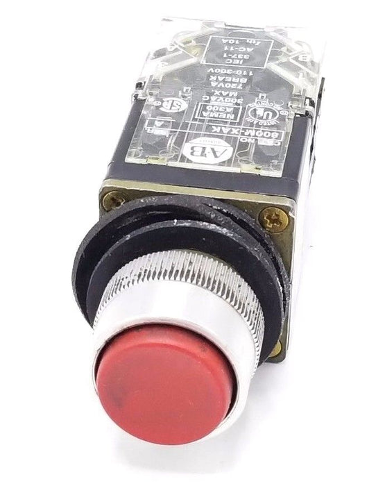 ALLEN BRADLEY 800MR-B6 PUSHBUTTON SER. A RED W/ 800M-XAK SER. A