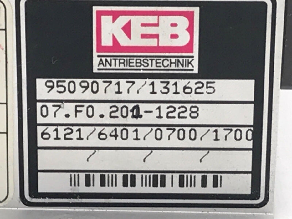 KEB 07.F0.201-1228 COMBIVERT DRIVE 1PH, 200-240V, 50/60HZ 1,8KVA 4,5A