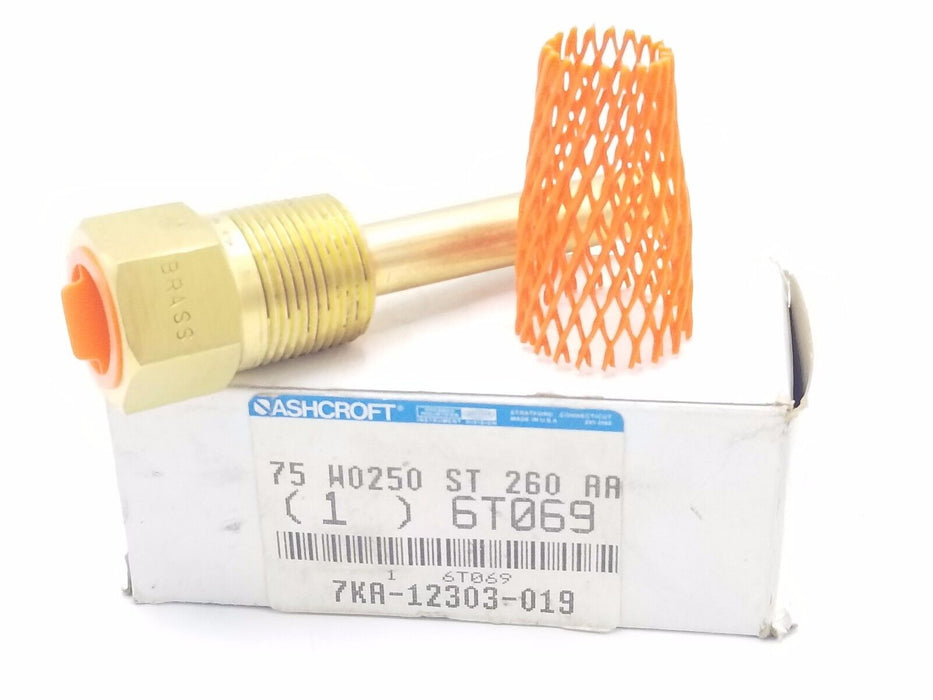 NIB ASHCROFT 6T069 THERMOWELL INDUSTRIAL 12IN NPSM 3/4IN NPT BRASS