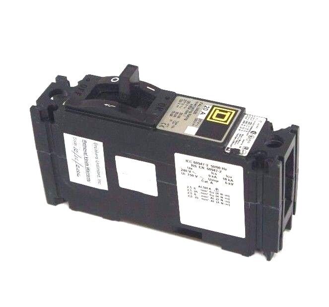 NIB SQUARE D FAL14020 MOLDED CASE CIRCUIT BREAKER 20A, 1 POLE, 125-277V