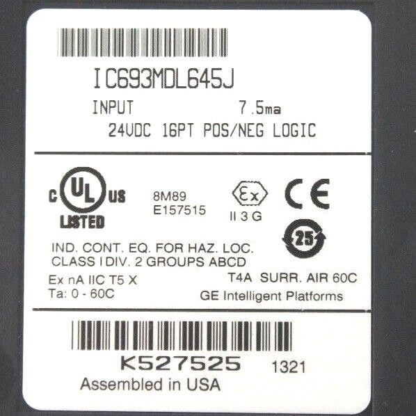GE FANUC IC693MDL645J INPUT 24VDC 16PT POS/NEG LOGIC (MISSING DOOR)