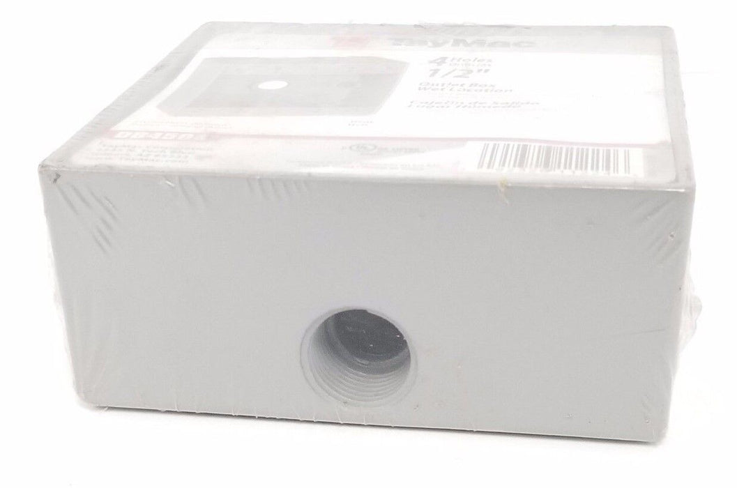 NEW TAYMAC DB450S WEATHERPROOF OUTLET BOX, 4 HOLES, GRAY, 1/2"