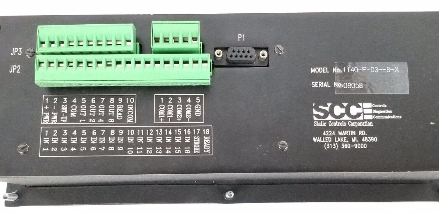 STATIC CONTROLS CORPORATION 1140-P-03-8-X OPERATOR INTERFACE 1140P038X