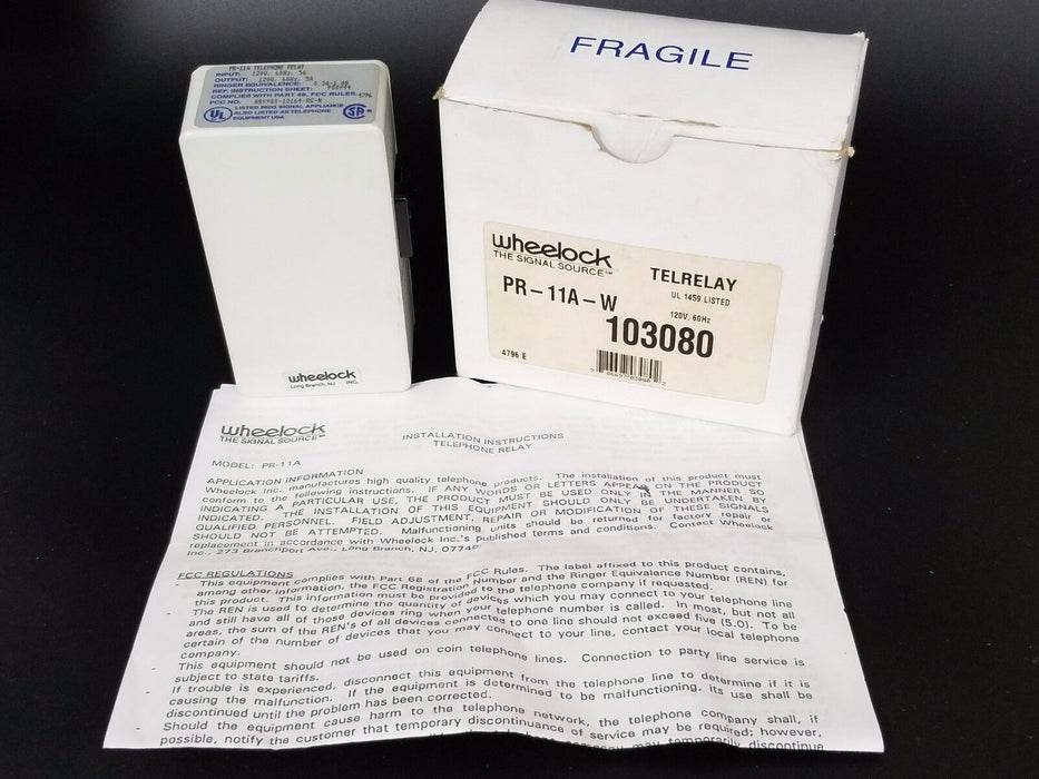 NIB WHEELOCK PR-11A-W TELRELAY PR11AW, 120V, 60HZ, 5A