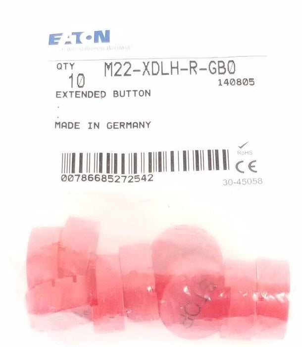 BAG OF 9 NEW EATON CUTLER-HAMMER M22-XDLH-R-GB0 EXTENDED BUTTONS STOP/RED