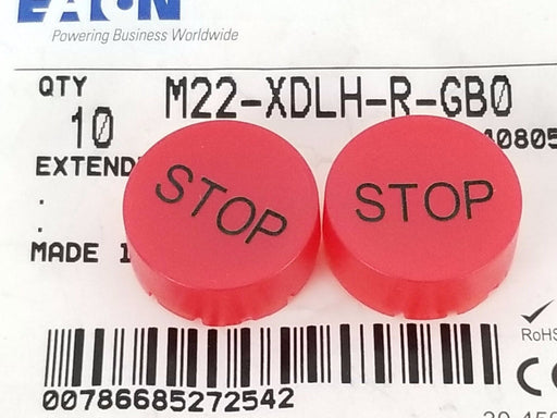 BAG OF 9 NEW EATON CUTLER-HAMMER M22-XDLH-R-GB0 EXTENDED BUTTONS STOP/RED