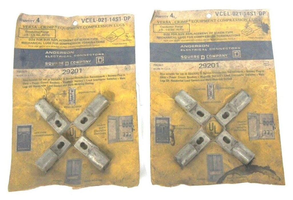 LOT OF 8 NEW SQUARE D VCEL-021-14S1-DP VERSA CRIMP COMPRESSION LUGS 29201