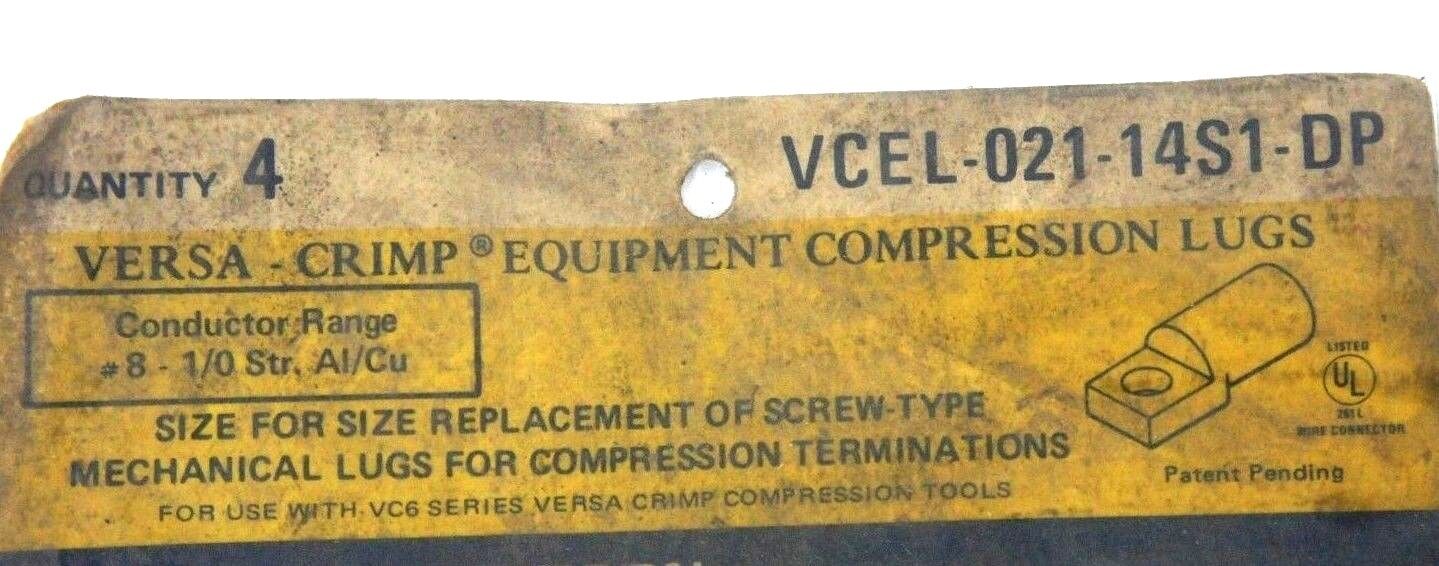 LOT OF 8 NEW SQUARE D VCEL-021-14S1-DP VERSA CRIMP COMPRESSION LUGS 29201