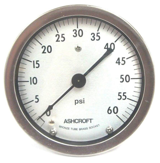 NEW ASHCROFT Q-586 DURAGAUGE 0-60 PSI BRONZE TUBE BRASS SOCKET 1/4" NPT