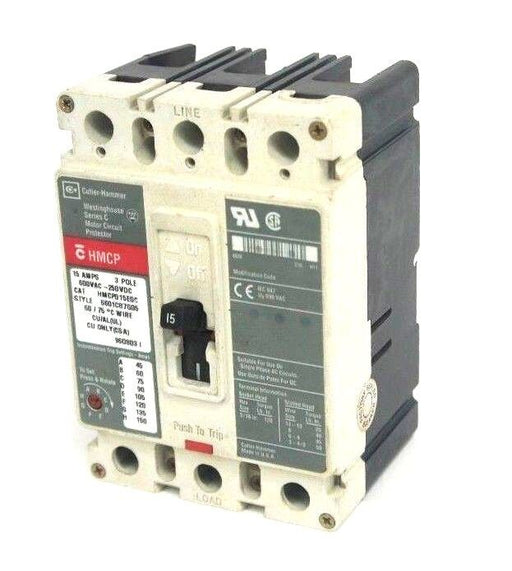CUTLER HAMMER HMCP0150C CIRCUIT BREAKER STYLE 6601CB7G05 SER. C, 15 AMP, 3 POLE
