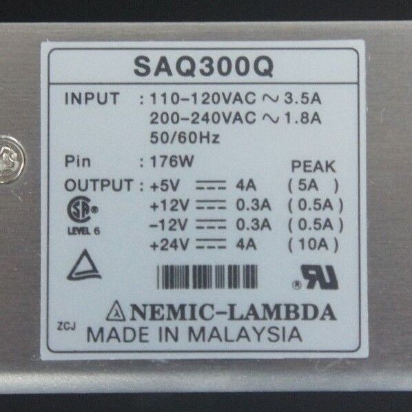NEW NEMIC-LAMBDA SAQ300Q POWER SUPPLY 110-120VAC~3.5A, 200-240VAC~1.8A