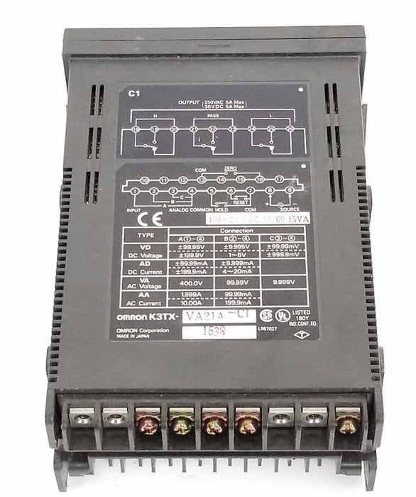 OMRON K3TXVA21A METER PANEL MOUNT 0-50VDC, 100~240VAC 50/60HZ