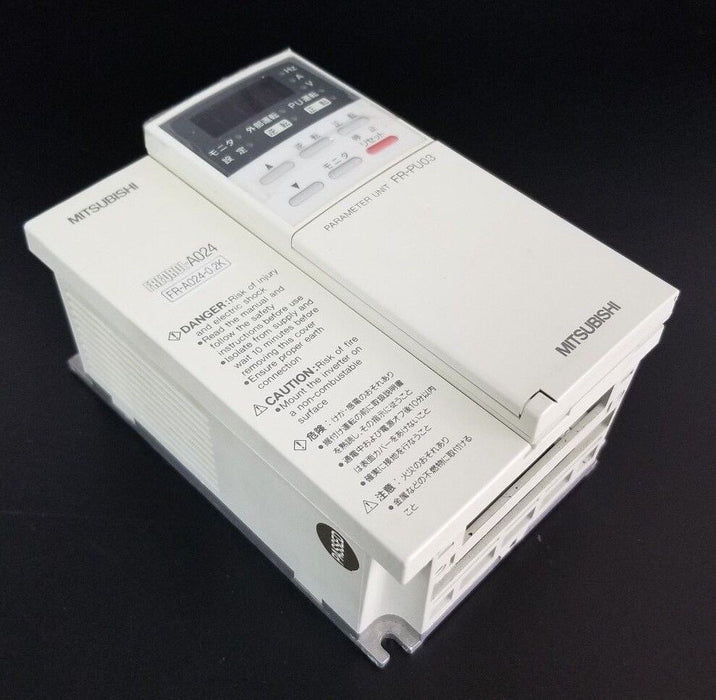 MITSUBISHI FR-A024-0.2KP INVERTER AC200-230V 50/60HZ, 0.2KW, W/ FR-PU03 UNIT