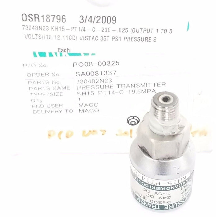 NAGANO KEIKI KH15-PT14-C-200-0.5 PRESSURE TRANSMITTER TYPE KH15, 395663, 24V DC