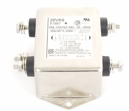 CORCOM 20VK6 FILTER F7357, 20A, 120/250 VAC, 50-60HZ