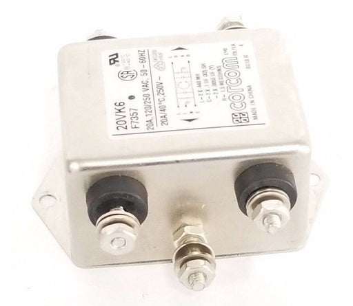 CORCOM 20VK6 FILTER F7357, 20A, 120/250 VAC, 50-60HZ