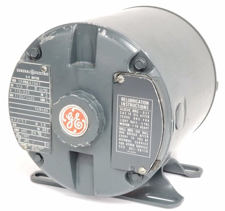 GENERAL ELECTRIC 5K42FG1967 AC MOTOR 1/4HP, 60/50HZ, 110/220V, 1725/1425RPM