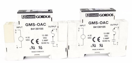 LOT OF 2 CROUZET GORDOS GMS-OAC RELAYS 12-280VAC, 5A, 50/60HZ, 84120105