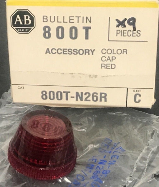 LOT OF 9 NIB ALLEN BRADLEY 800T-N26R RED COLOR CAP SER. C, 800TN26R