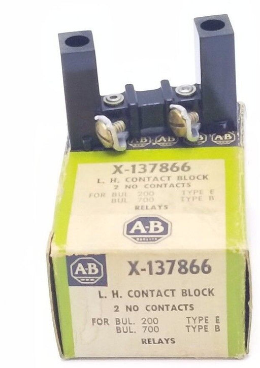 NIB ALLEN BRADLEY X-137866 L.H. CONTACT BLOCK 2 NO CONTACTS, X137866