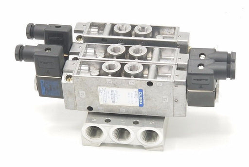 FESTO SOLENOID BLOCK VALVE ASSEMBLY JMFH-5-1/4-NPT, 10876, 0389 W/MSFW-110 COILS