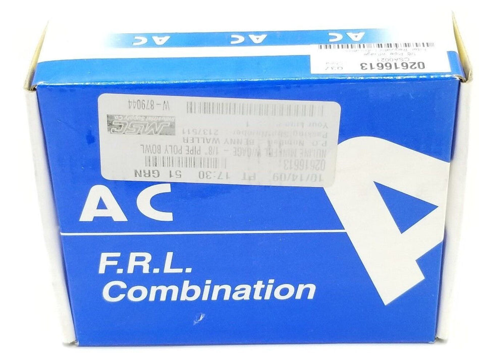 NIB NULINE AC-1500 MINI FILTER REGULATOR ASSEMBLY W/ GAGE - 1/8" PIPE POLY BOWL