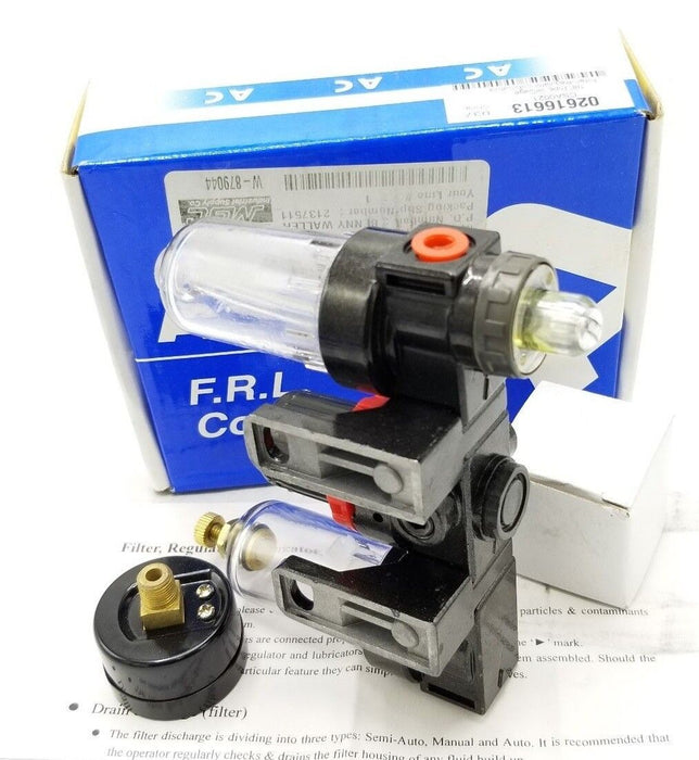 NIB NULINE AC-1500 MINI FILTER REGULATOR ASSEMBLY W/ GAGE - 1/8" PIPE POLY BOWL
