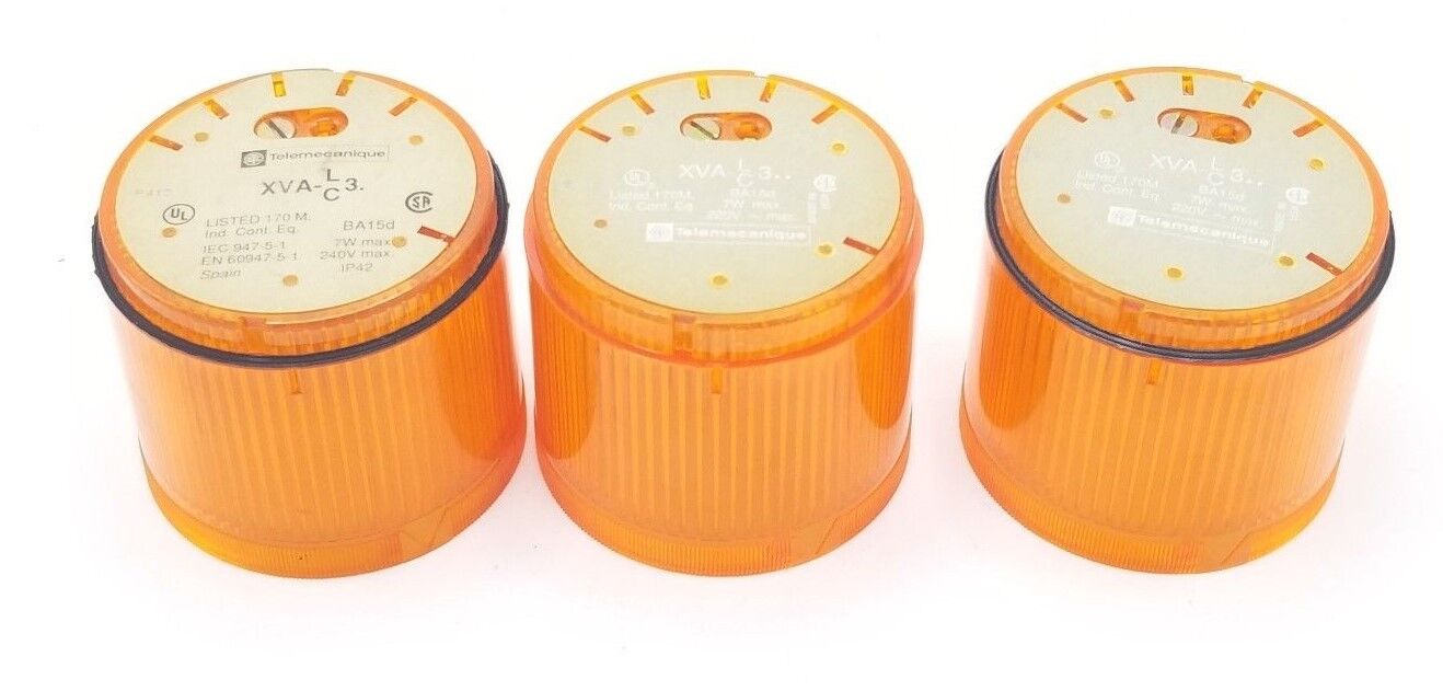 LOT OF 3 TELEMECANIQUE XVA-LC3 ORANGE STACK LIGHTS XVALC3O