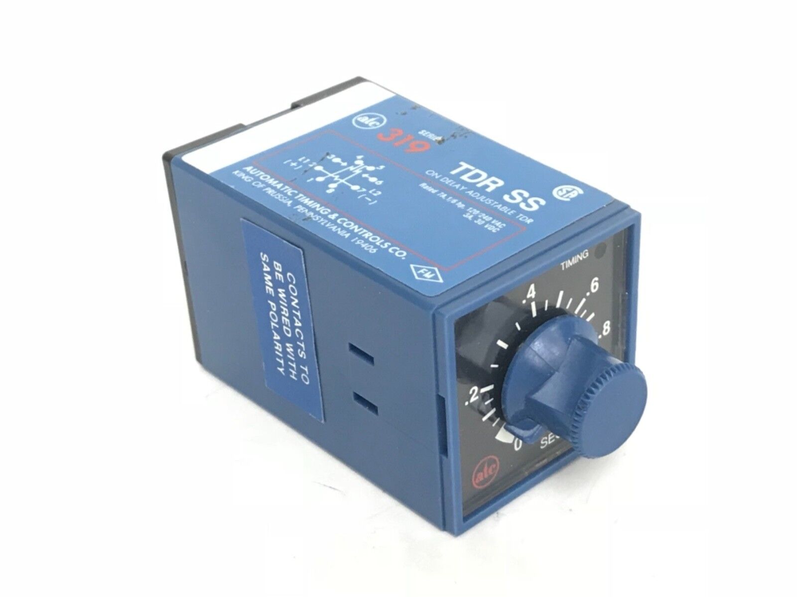 ATC 319B-001-Q-1-X TIME DELAY RELAY 120V, 50/60HZ, 319 TDR SS, 319B001Q1X