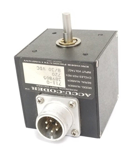 ACCU-CODER 711-0 INCREMENTAL SHAFT ENCODER, 720 CYCLES PER REV, 8/30VDC INPUT